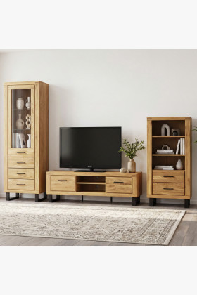 Eiche Wohnwand Martina massivholz naturöl modern Set